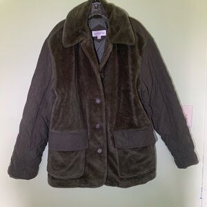 Jones New York Dark Olive Teddy Jacket